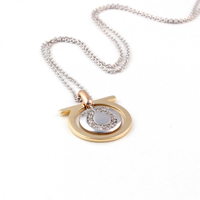 K019 White and Yellow Gold Necklace with Diamond - Golden Eye Jewellery ...